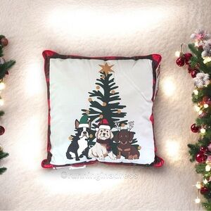 NWT Home Reflections Light Up Holiday Throw Pillow With Red & Black Tartan Trim